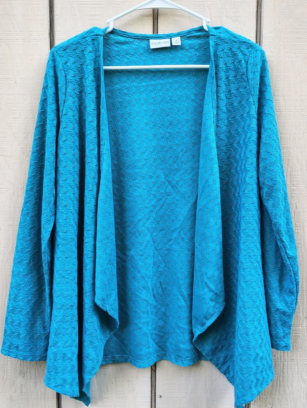 Open Waterfall Front Knit Cardigan S Green Women's Long Sleeve Layering Office